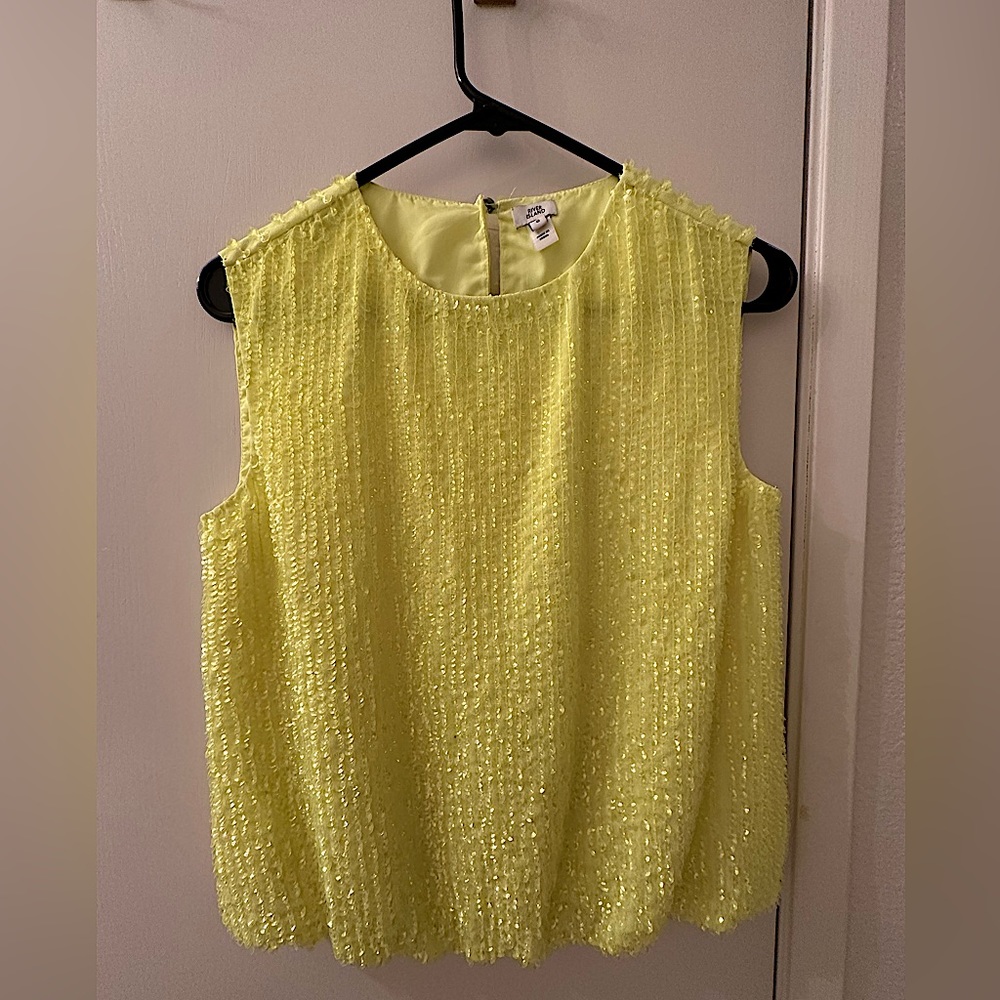 NWT River Island Bright Yellow sequined top UK 6